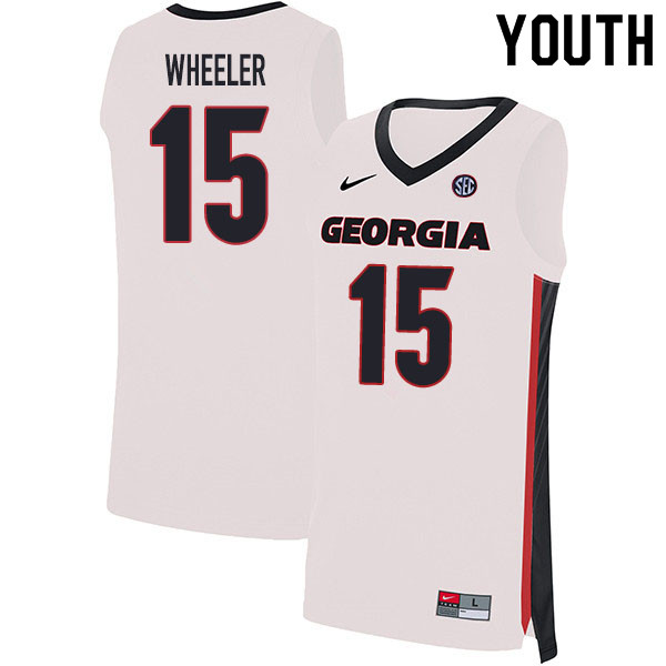2020 Youth #15 Sahvir Wheeler Georgia Bulldogs College Basketball Jerseys Sale-White